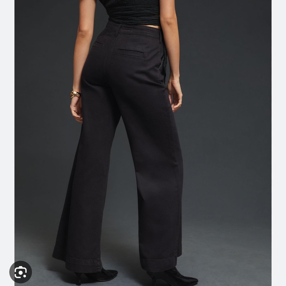Anthropologie Black Wide-Leg Pants